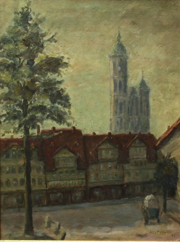 Heitefuss, Erich. “Hagenmarkt in Braunschweig“ (mit Blick auf die Andreaskirche). Ölmalerei (
