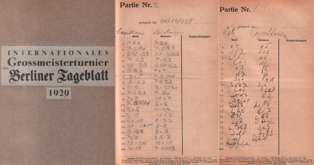 Berlin 1928. Internationales Großmeisterturnier des Berliner Tageblatt 1928. 8°. Private