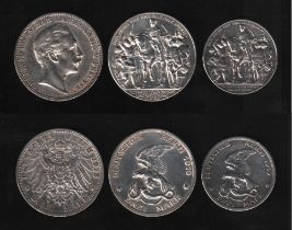 Deutsches Reich. 2 Silbermünzen. 2 und 3 Mark. Jahrhundertfeier der Befreiungskriege. (A) 1913.