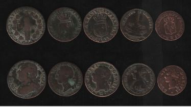 Frankreich. Ludwig XVI. Konvolut von 5 Kleinmünzen und Jeton aus der Zeit des französischen Königs