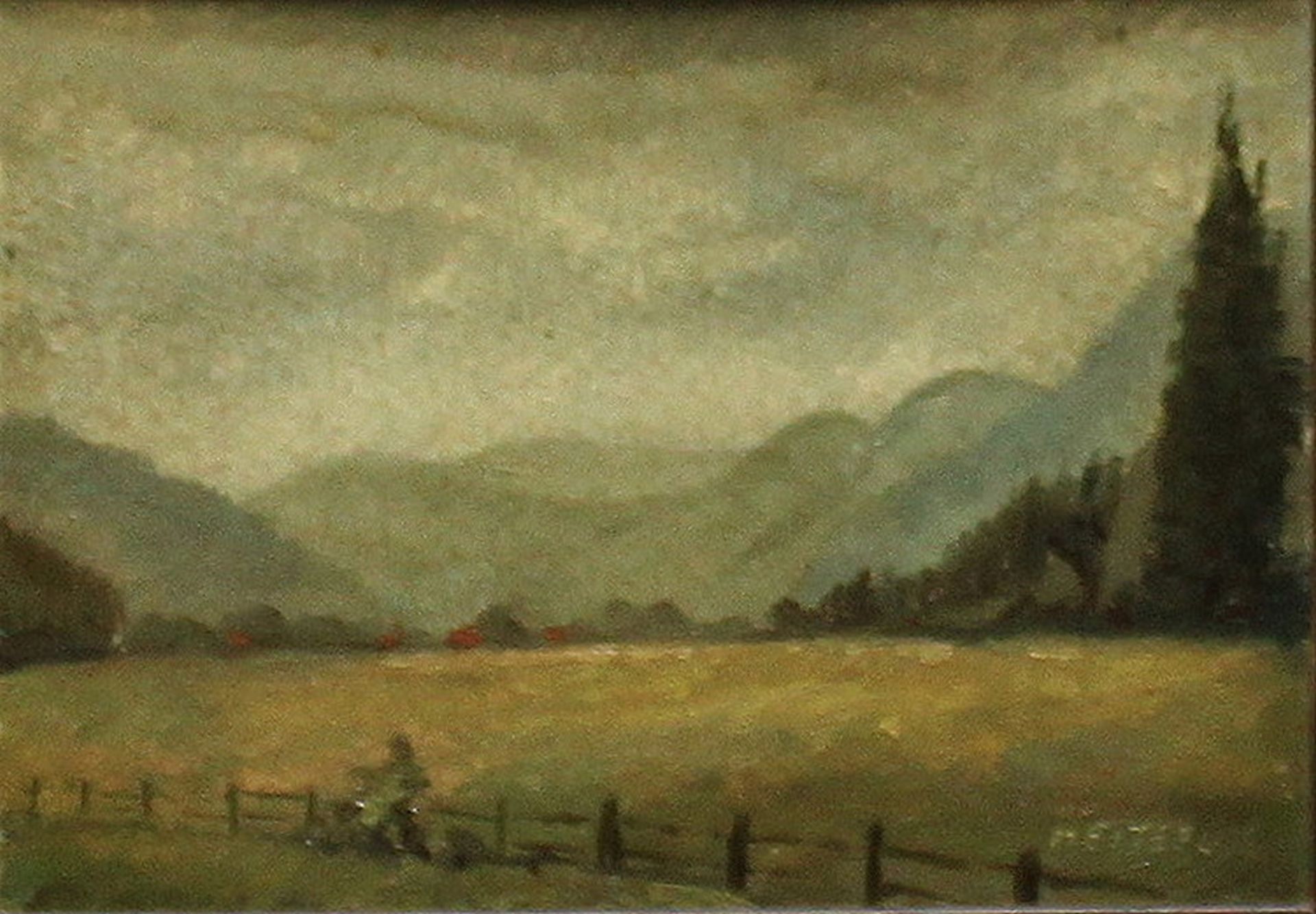 Heitefuss, Erich. “Selketal“ (im Harz). Ölmalerei (Mischtechnik) auf dünner Malpappe. Unten rechts