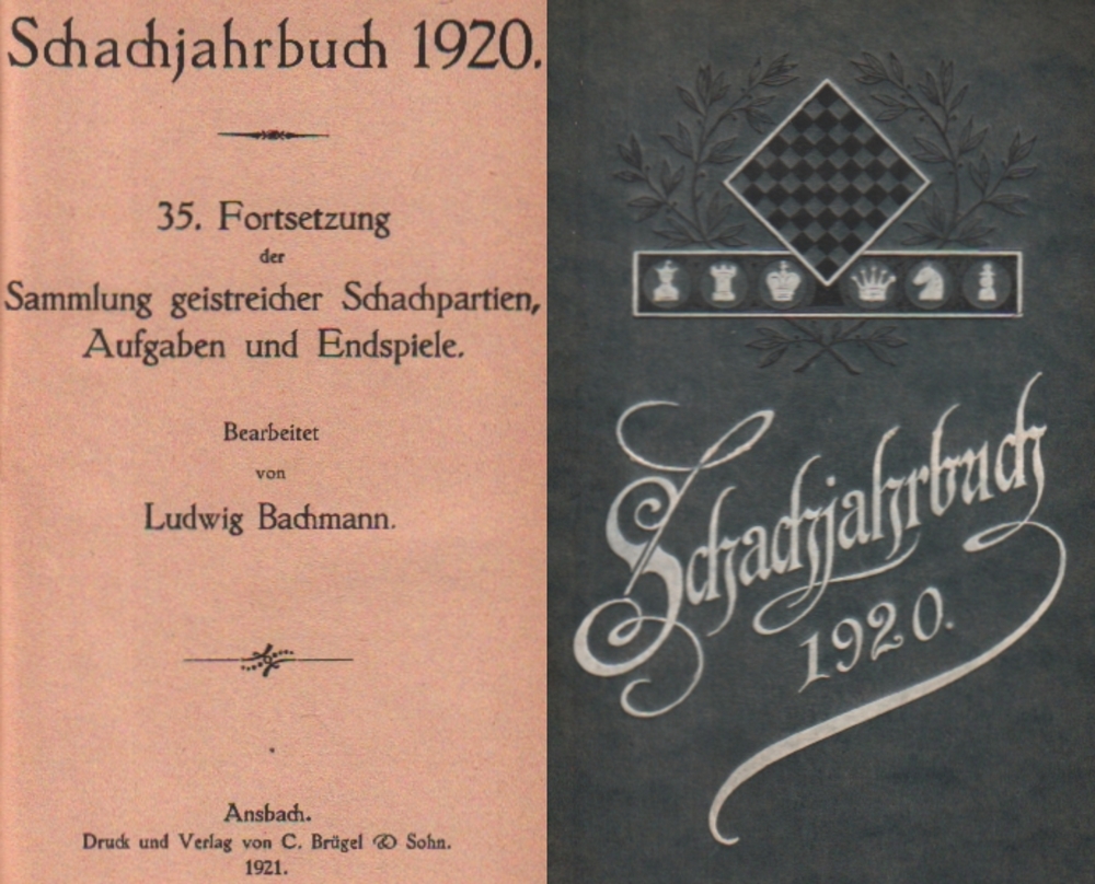Bachmann, Ludwig. Schachjahrbuch 1920. 35. Fortsetzung der Sammlung geistreicher Schachpartien,