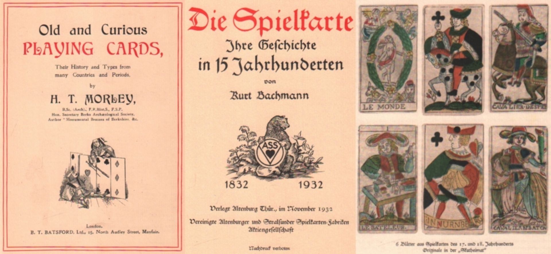 Spielkarten. Bachmann, Kurt. Die Spielkarte. Ihre Geschichte in 15. Jahrhunderten. Altenburg,