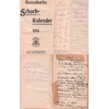 Lasker. Ranneforths Schachkalender 1914. Potsdam, Stein, ca. 1913. 8°. Mit wenigen Diagrammen. 2