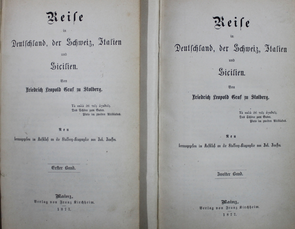 Deutschland. Stolberg. Friedrich Leopold Graf zu. Reise in Deutschland, der Schweiz, Italien und