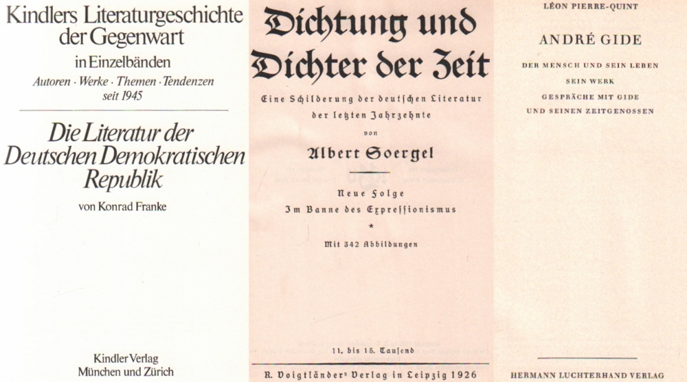 Literaturgeschichte. Konvolut von 30 Bänden und Kleinschriften mit Literaturgeschichten und