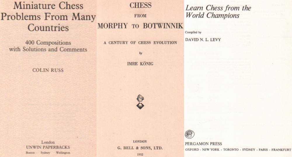 König, Imre. Chess from Morphy to Botwinnik. A century of chess evolution. Reprinted. London,