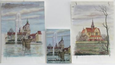 Braunschweig. Schlobach, Heinz. Vier farbige original Aquarelle (alle sig. und dat. “H. Schlobach