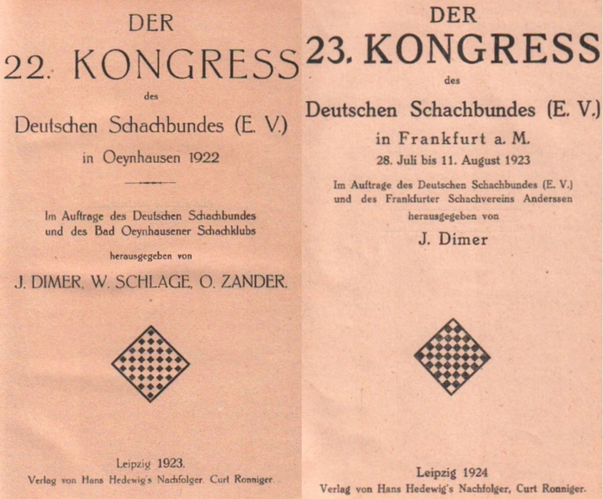 Oeynhausen 1922. Dimer, J., W. Schlage und O. Zander. (Hrsg.) Der 22. Kongress des Deutschen