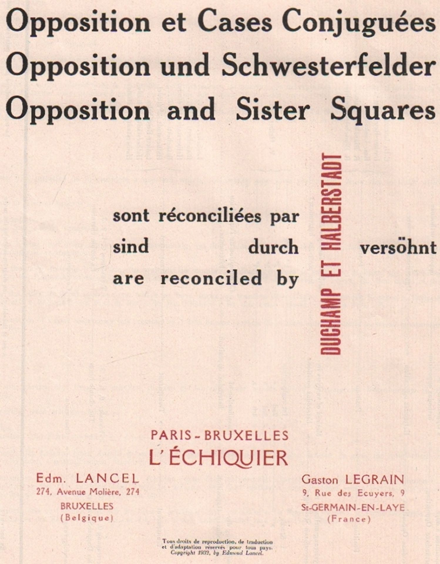 Duchamp, Marcel und Vitaly Halberstadt. Opposition et Cases Conjuguées. Opposition und