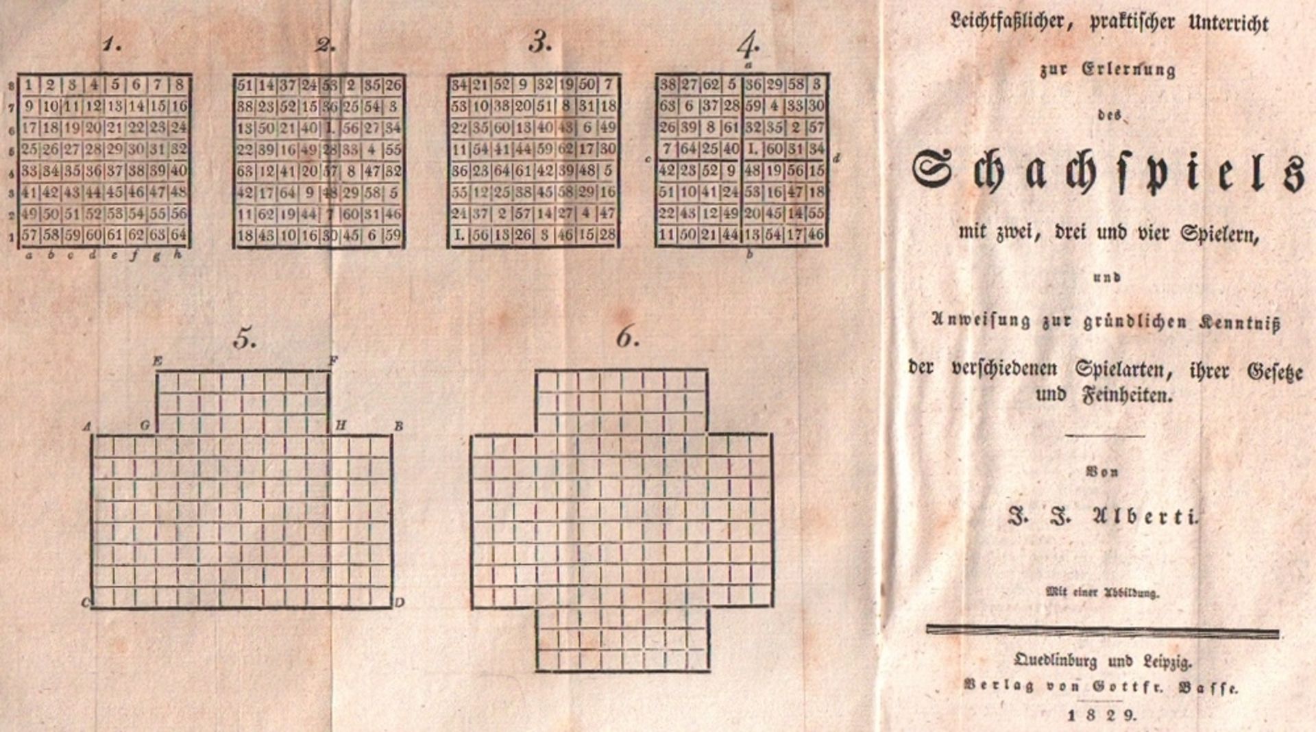 Alberti, J. J. Leichtfaßlicher, praktischer Unterricht zur Erlernung des Schachspiels mit zwei, drei