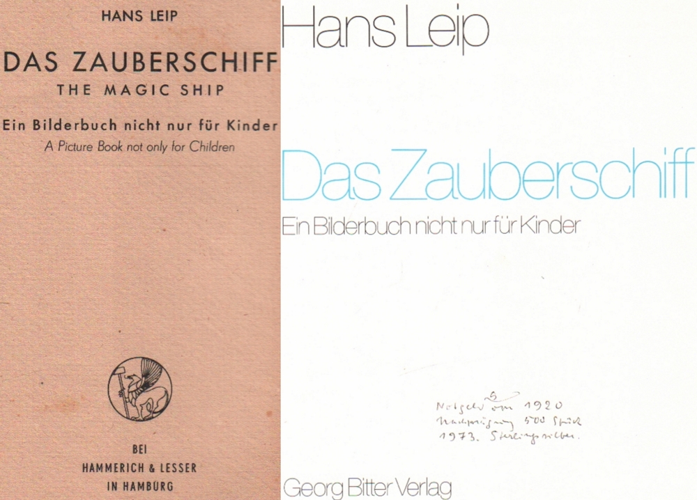 Kinderbuch. Leip, Hans. Das Zauberschiff. The magic ship. Ein Bilderbuch nicht nur für Kinder. A