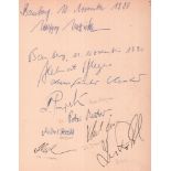 Schachmeister. Autographenblatt mit 9 eigenhändigen Unterschriften von Schachmeistern aus dem Jahr