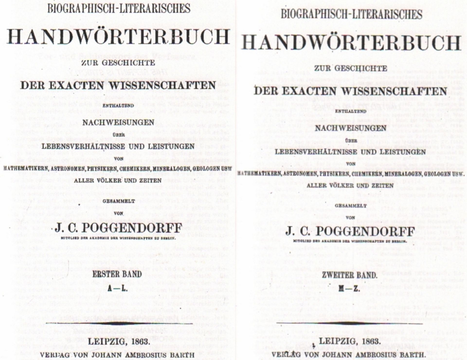 Bibliographie. Biographien. Poggendorff, Johann C. Biographisch-literarisches Handwörterbuch zur