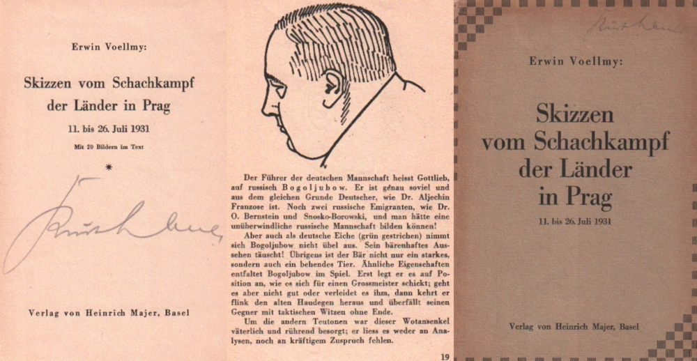Prag 1931. Voellmy, Erwin. Skizzen vom Schachkampf der Länder in Prag 11. bis 26. Juli 1931.