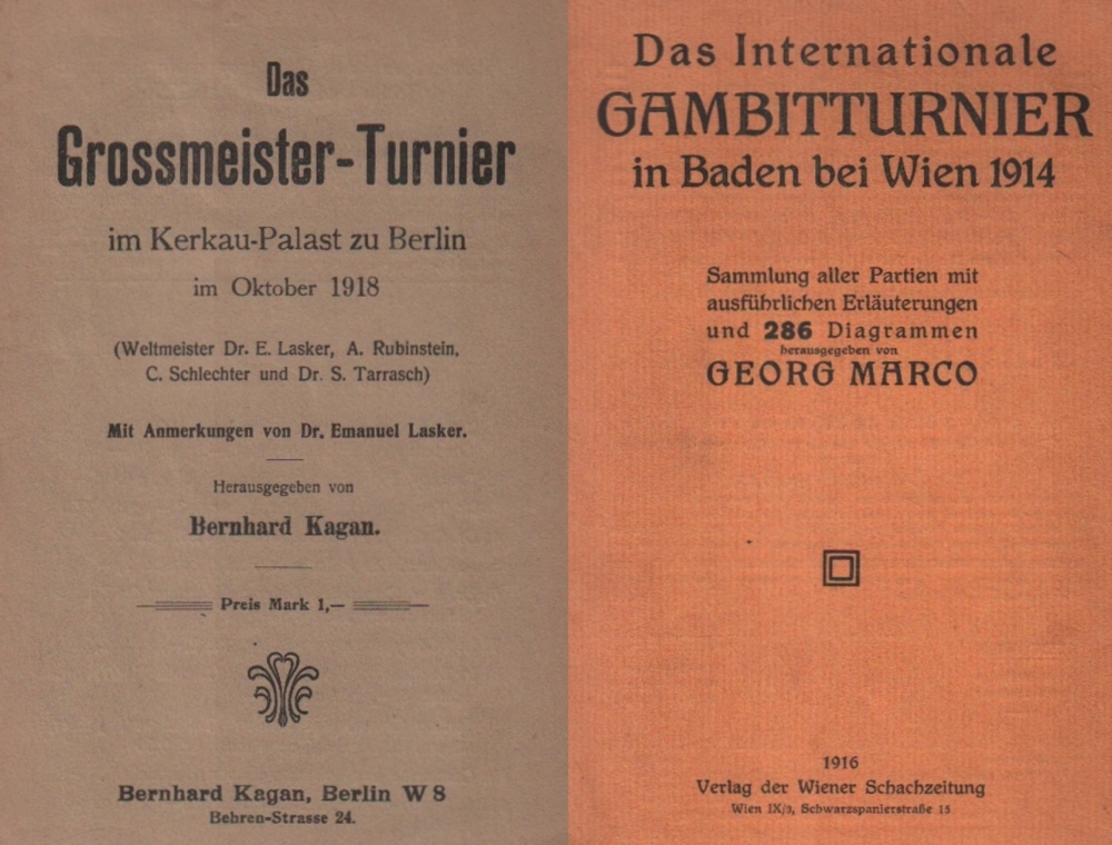 Baden 1914. Marco, Georg. (Hrsg.) Das Internationale Gambitturnier in Baden bei Wien 1914.