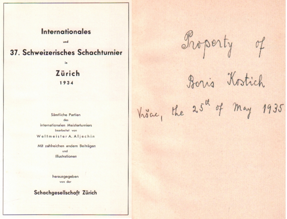 Zürich 1934. Aljechin, A. Internationales und 37. Schweizerisches Schachturnier in Zürich 1934.