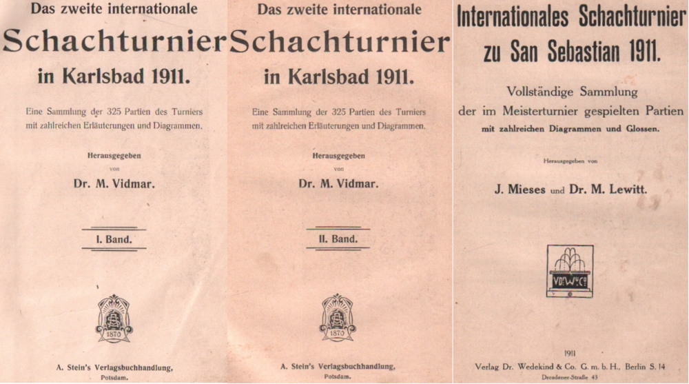 Karlsbad 1911. Vidmar, M(ilan). (Hrsg.) Das zweite internationale Schachturnier in Karlsbad 1911.