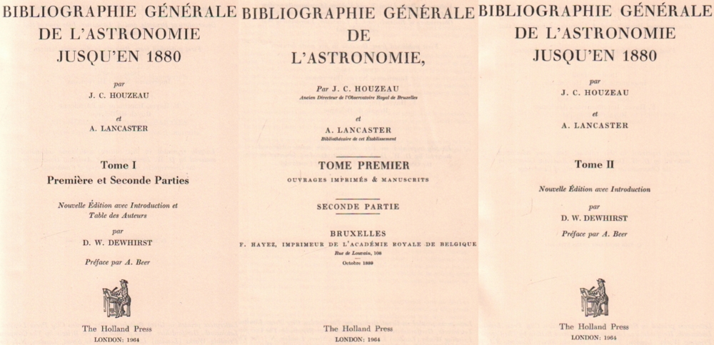 Bibliographie. Astronomie. Houzeau, J. C. und A. Lancaster. Bibliographie Générale de l'