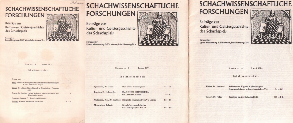 Meissenburg, Egbert. (Hrsg.) Schachwissenschaftliche Forschungen. Beiträge zur Kultur- und