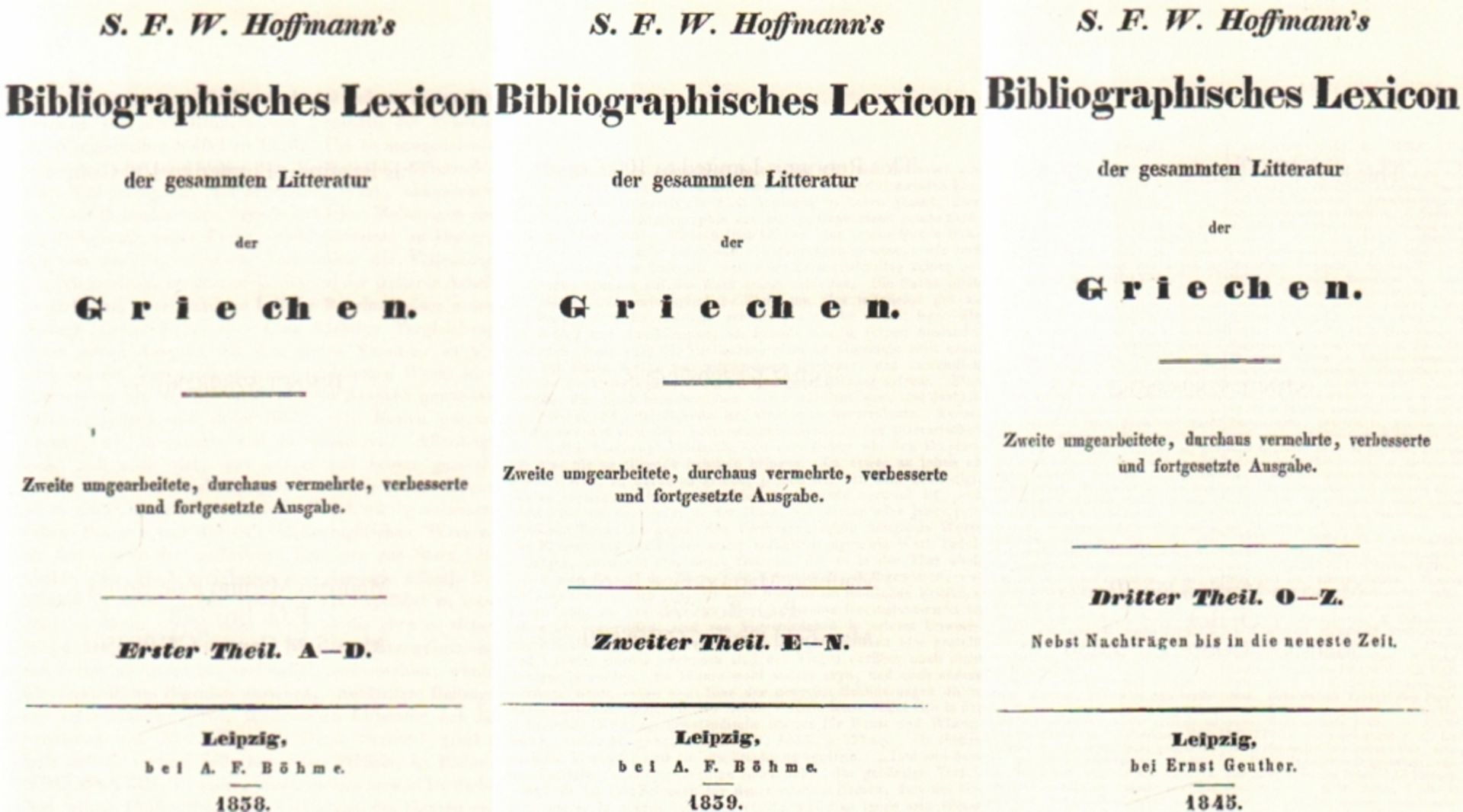 Bibliographie. Literatur. Hoffmann, Samuel Friedrich Wilhelm. Bibliographisches Lexicon der