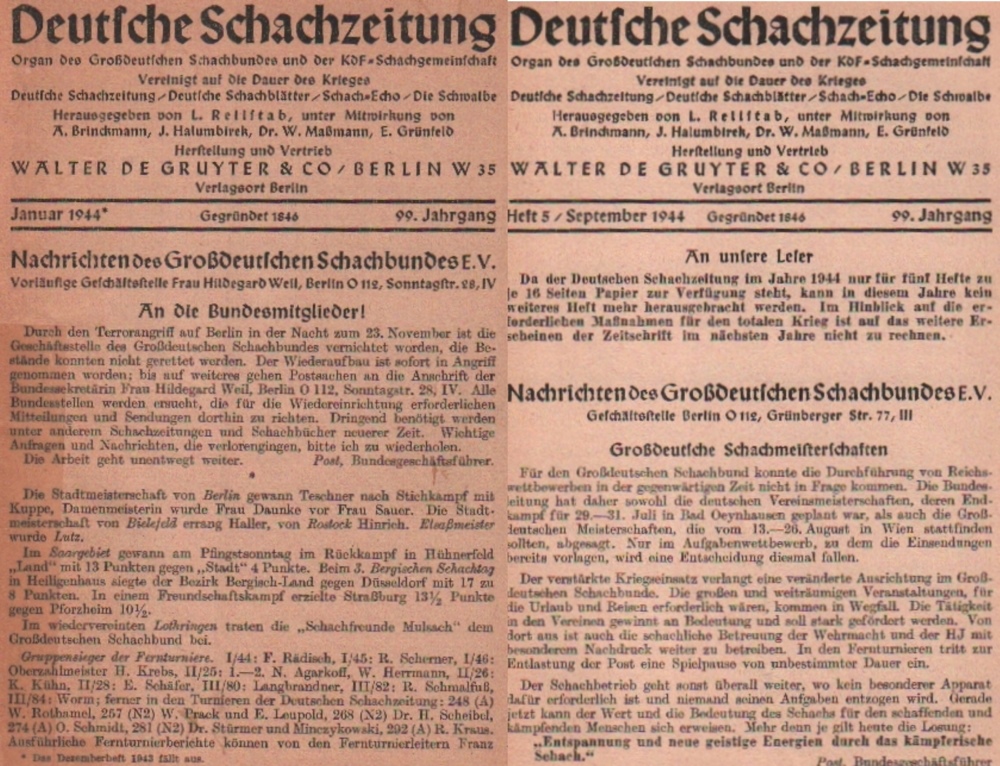Deutsche Schachzeitung. Organ des Großdeutschen Schachbundes ... Hrsg. von L. Rellstab. 99. Jahrgang