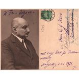 Holzhausen, Walther v. Postalisch gelaufene Postkarte mit eigenhändig geschriebenem Text in