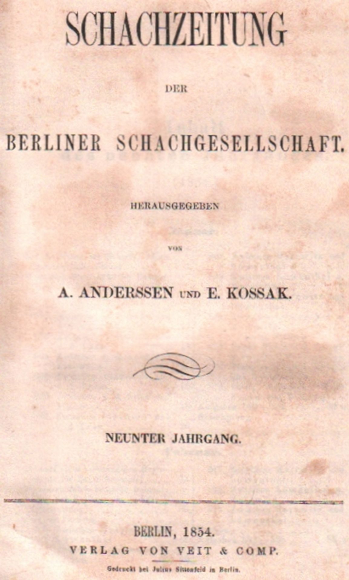 (Deutsche) Schachzeitung der Berliner Schachgesellschaft. Hrsg. von A. Anderssen und E. Kossak. 9.