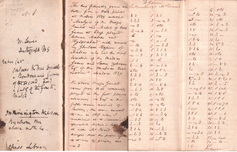 Lewis, William. Eigenhändig von William Lewis geschriebene Partiennotationen in 8 kleinen Bänden (