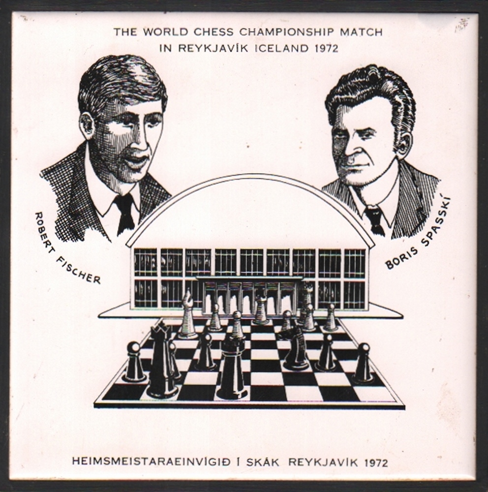 Fischer - Spasski. Fliese zur Erinnerung an die Weltmeisterschaft 1972 "The World Chess Championship