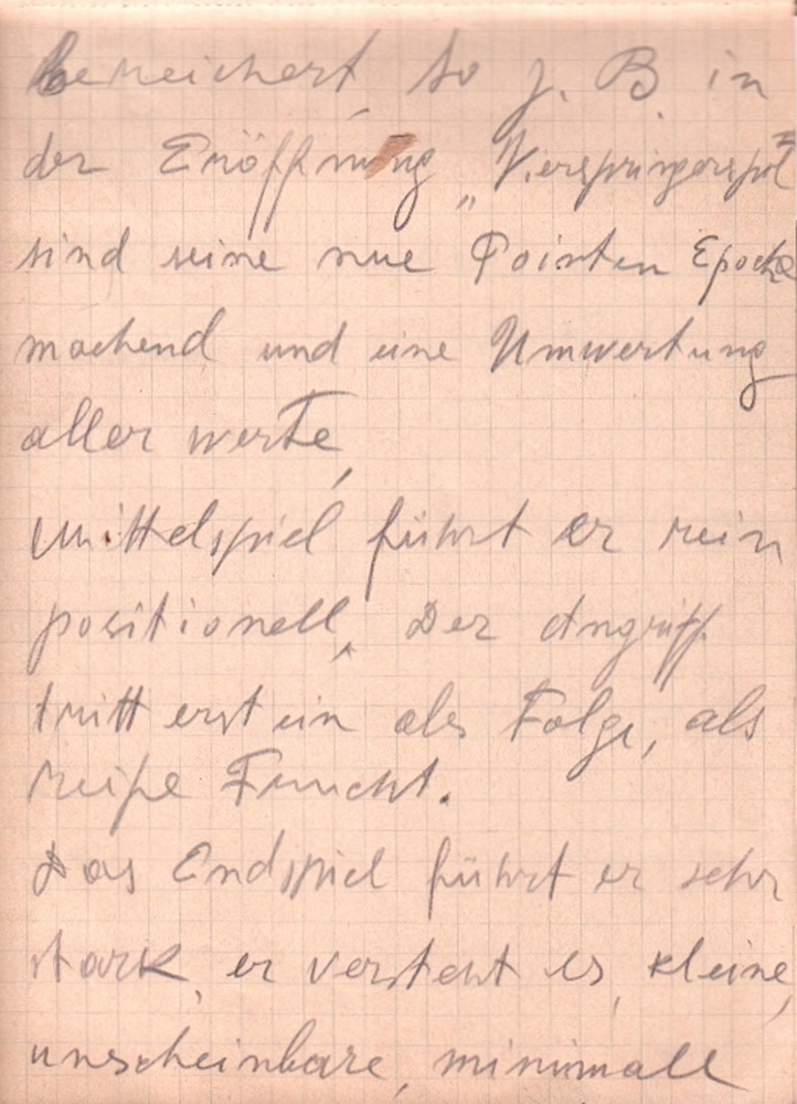 Rubinstein, Akiba. 2 Notizbücher mit 72 (von ?) Blättern und 69 (von ?) Blättern sowie 1