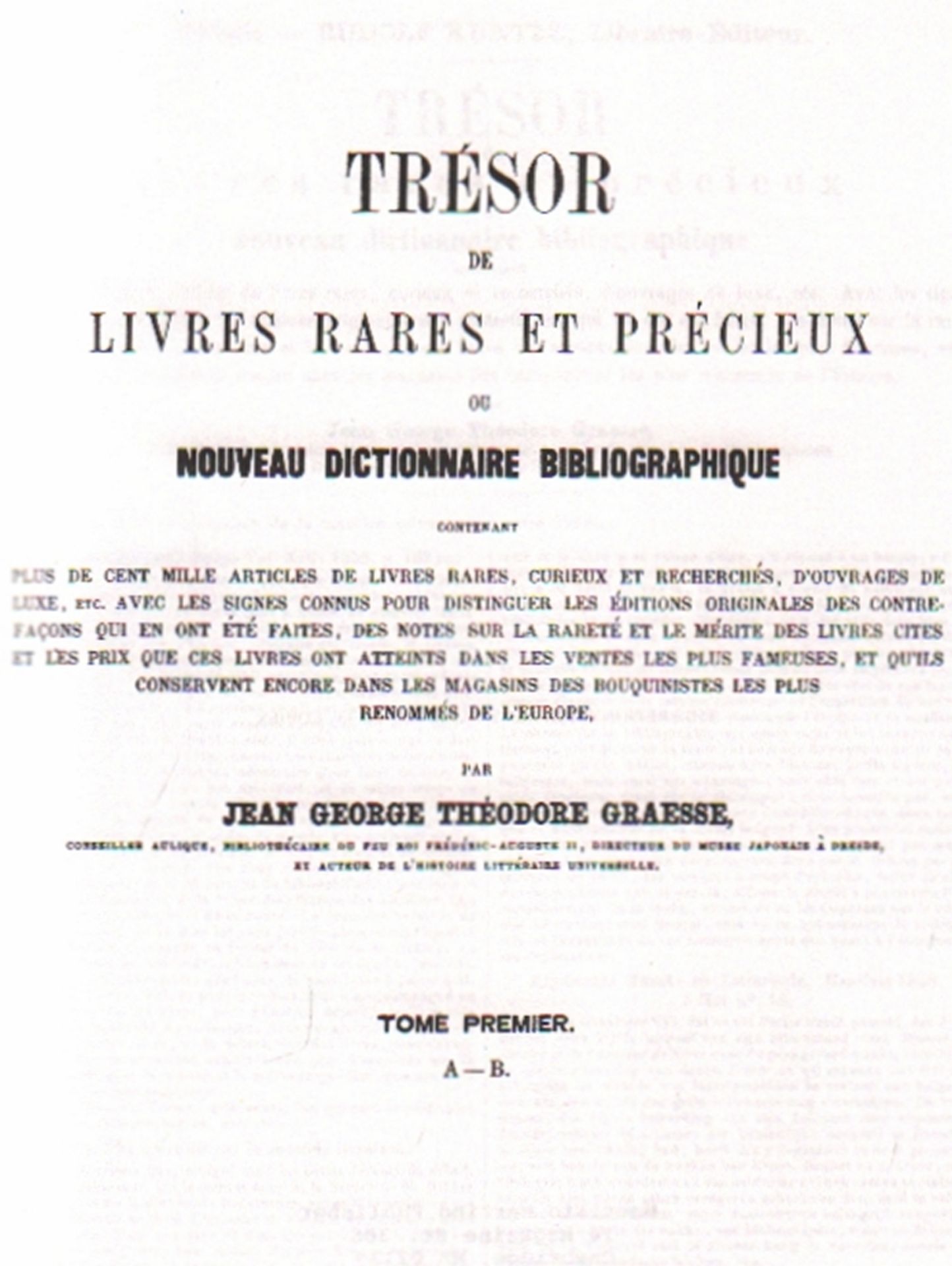 Bibliographie. Buchwesen. Graesse, J. G. T. Trésor de Livres Rares et Précieux ou: Nouveau