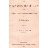 Linde, Antonius van der. Die Handschriften der Königlichen Landesbibliothek in Wiesbaden.