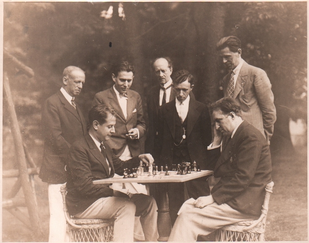 Foto. Capablanca - Marshall. Späterer Abzug eines schwarzweißen Fotos mit einer Aufnahme einer