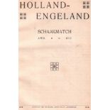 (Meijer, H. D. B.) Holland - Engeland Schaakmatch April 1912. Amsterdam, Mercurius, (1912). 8°.