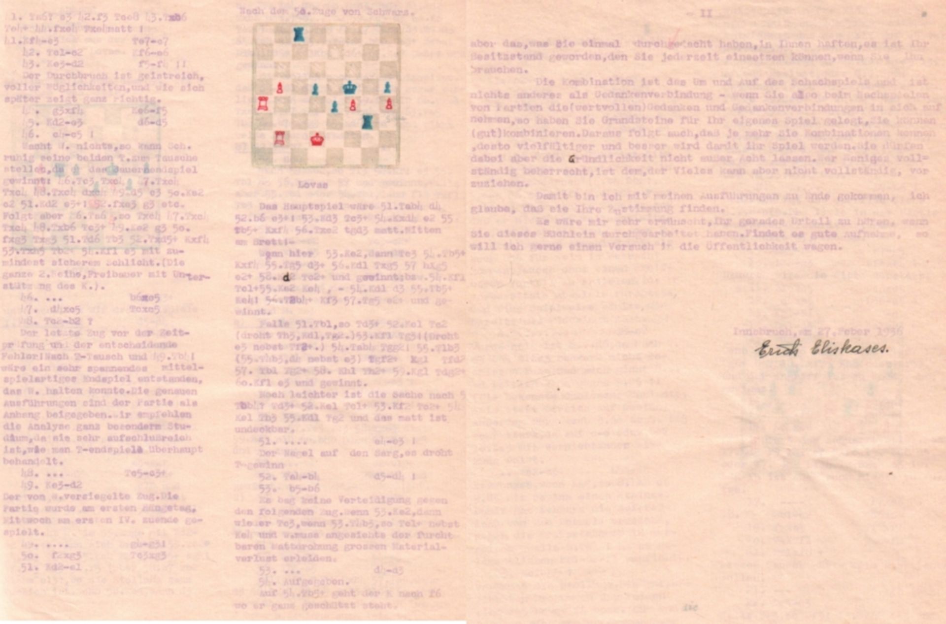 Eliskases, Erich. Typoskript im Umdruckverfahren mit einer Zusammenstellung von Eliskases -