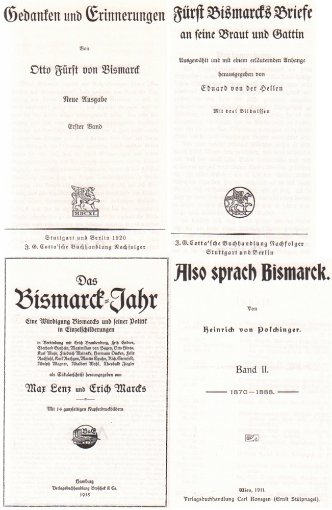 Geschichte. Bismarck, Otto Fürst v. Konvolut von 8 Schriften als Reprint nach originalen Ausgaben,
