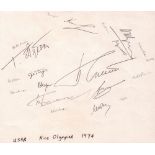 Nizza 1974. 10 eigenhändige Unterschriften von sowjetischen Schachmeistern bei der Schacholympiade