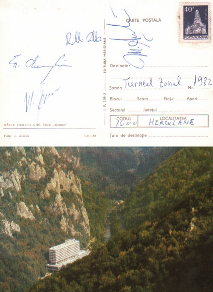 Baile Herculane (Herkulesbad) 1982. Farbige und postalisch nicht gelaufene Postkarte mit Ansicht des