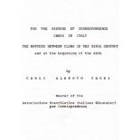 Pagni, Carlo Alberto. For the history of correspondence chess in Italy. The matches between clubs in