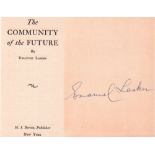 Lasker, Emanuel. The Community of the Future. New York, Bernin, (1940). 8°. 294 Seiten, 1 Bl.