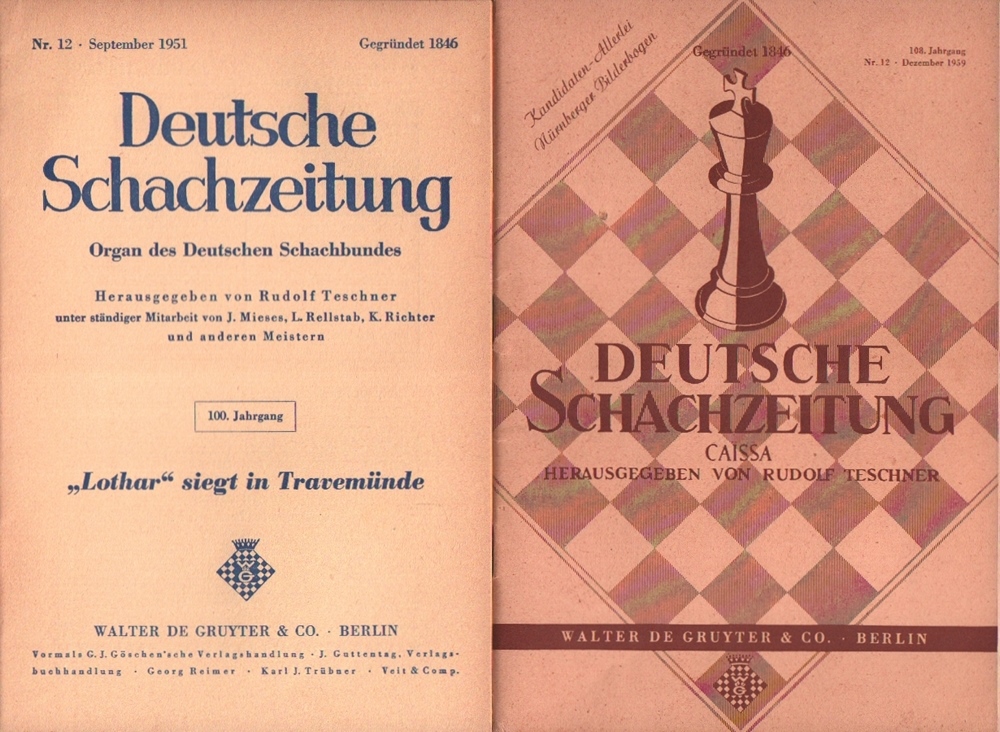 Deutsche Schachzeitung. Organ des Deutschen Schachbundes. Hrsg. von R. Teschner und K. Richter. 100.