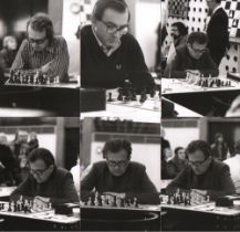 Foto. Larsen, Bent. 7 schwarzweiße Fotos mit Szenen vom Clare Benedict Turnier in Kopenhagen 1977,