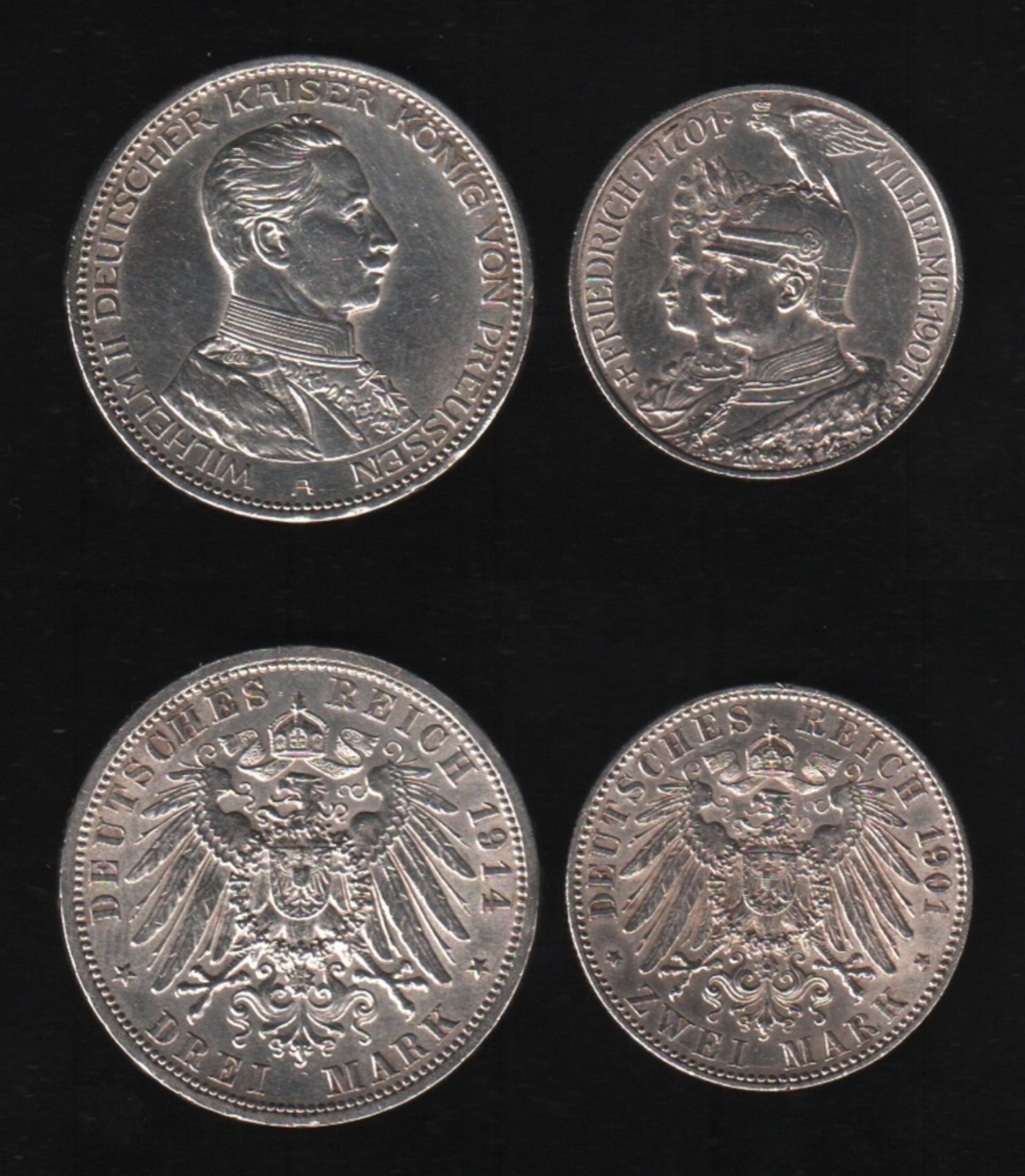 Deutsches Reich. Silbermünze. 2 Mark. 200 Jahre Königreich Preußen. 1901. Vorderseite: Porträt