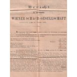Wiener Schach – Gesellschaft. Zusammenstellung von 8 mehrfach gefalteten Blättern und Doppelblättern