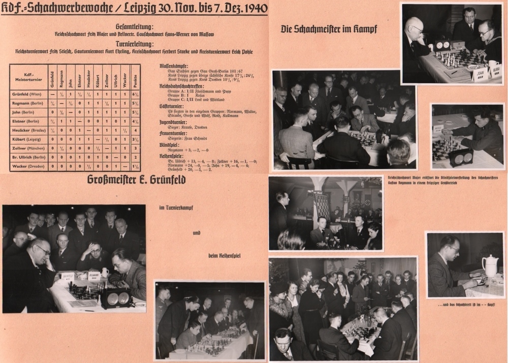 Leipzig 1940. K.d.F. – Schachwerbewoche / Leipzig 30 Nov. bis 7. Dez. 1940. Gegeben von der KdF. –