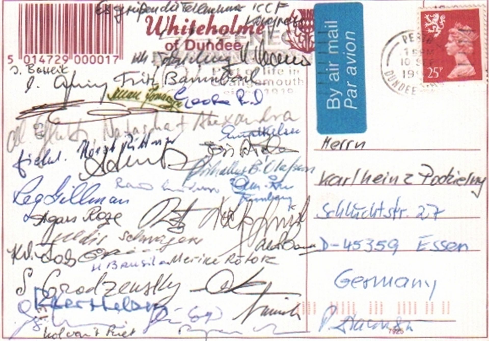 Fernschach. 3 postalisch gelaufene Postkarten mit farbigen Stadtansichten und Grüßen von ICCF –