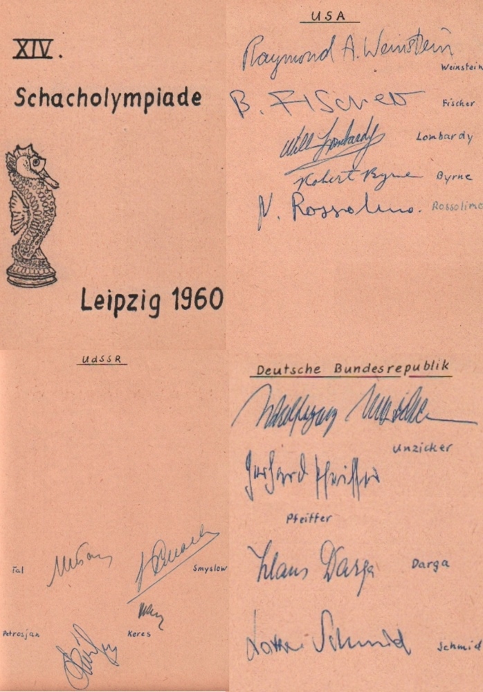 Leipzig 1960. XIV. Schacholympiade Leipzig 1960. Privates Erinnerungsalbum mit 118 eigenhändigen