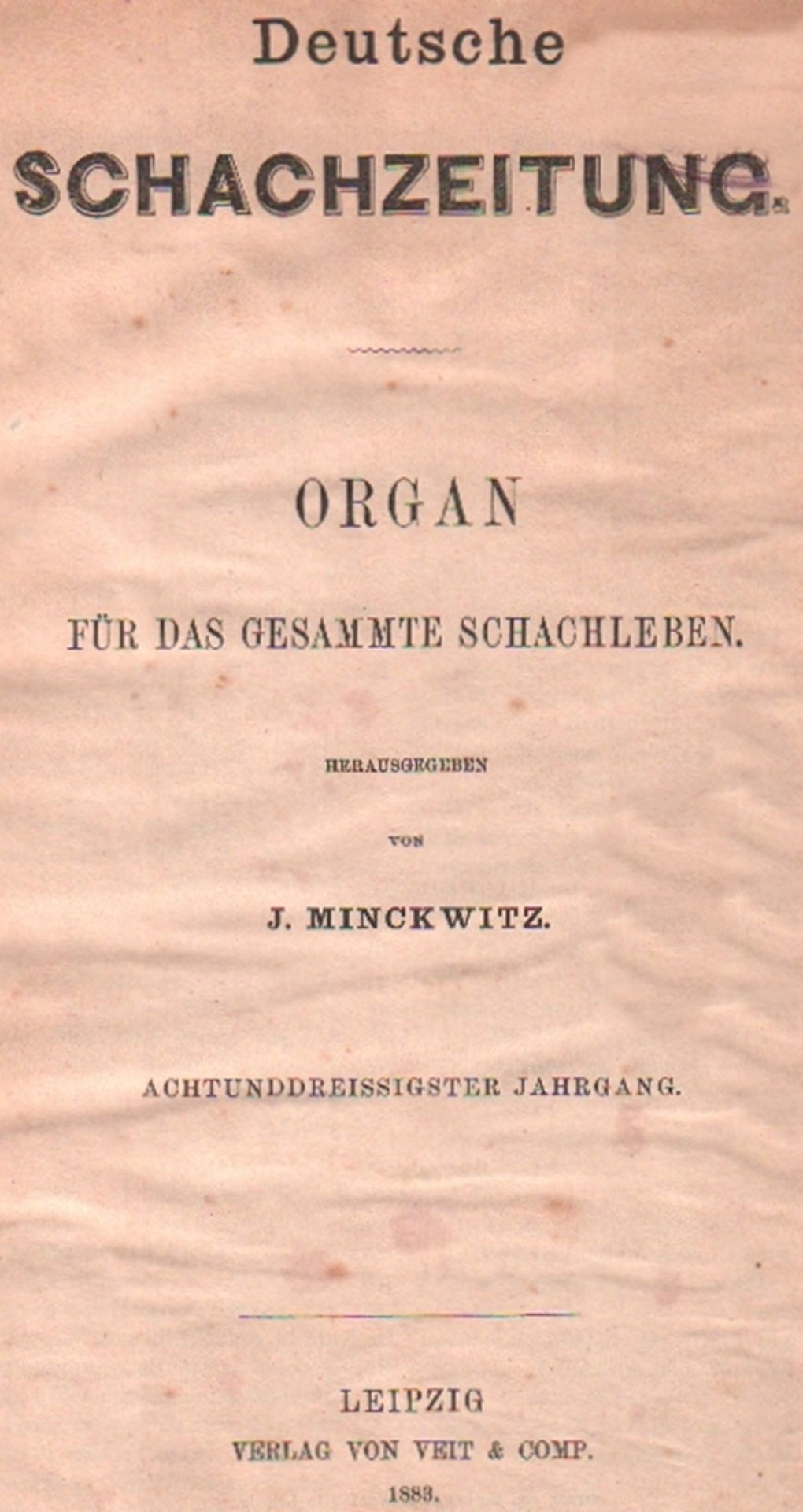 Deutsche Schachzeitung. Organ für das gesammte Schachleben. Hrsg. von J. Minckwitz. 38. Jahrgang