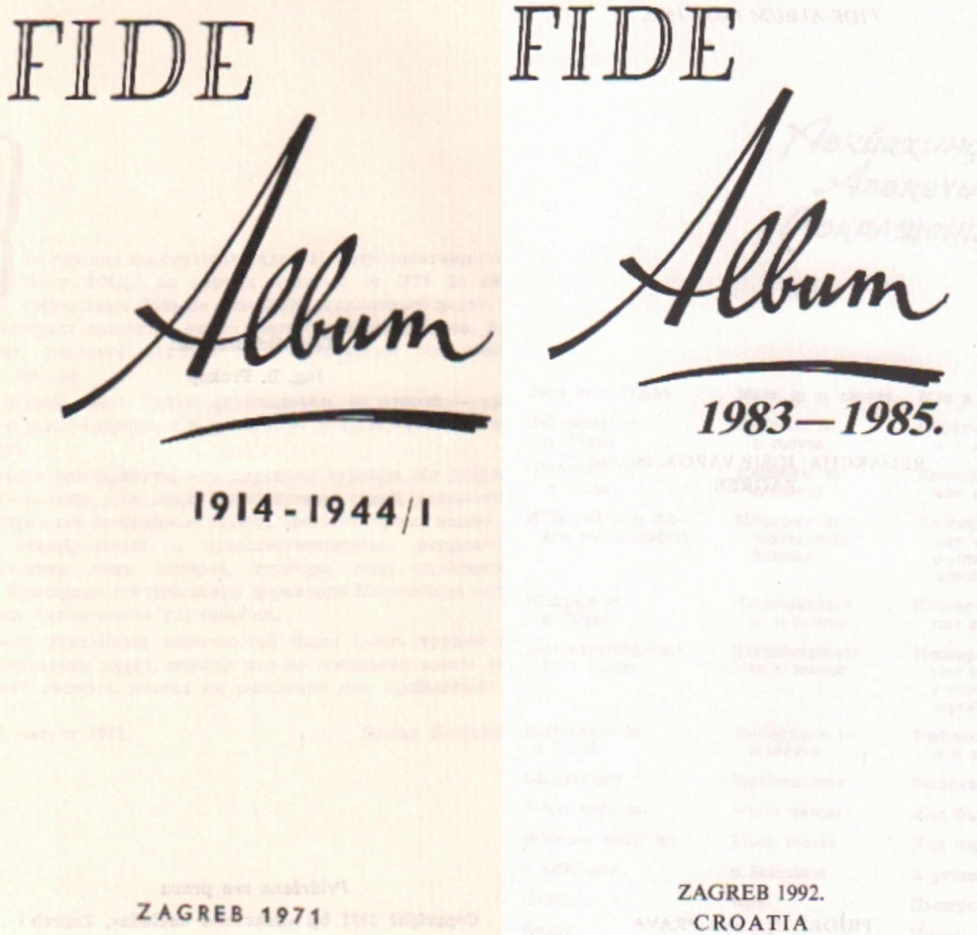 FIDE Album. Konvolut von 14 Bänden der FIDE Alben über den Zeitraum 1914 - 1985. Editor: Nenad